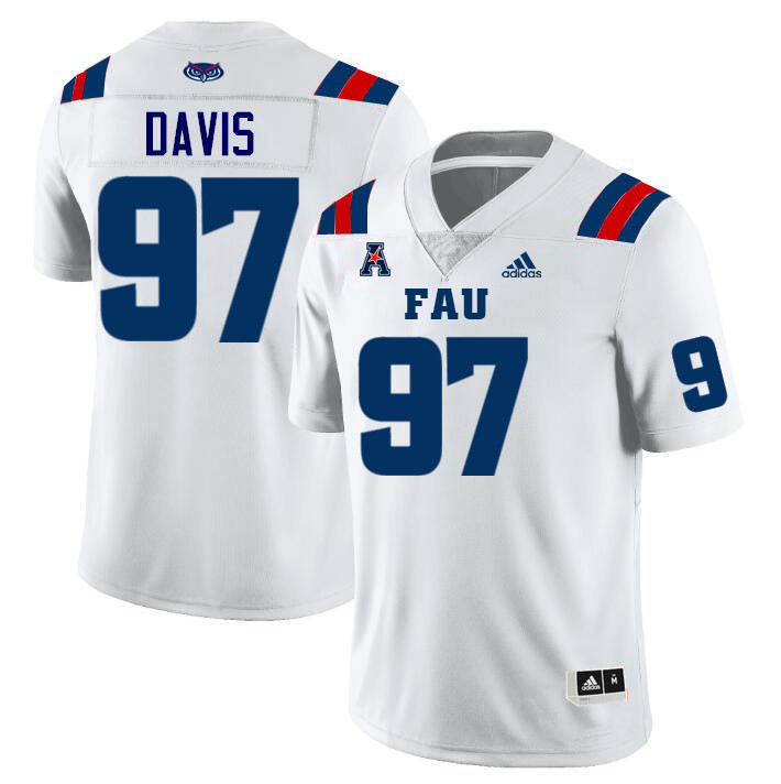 Florida Atlantic Owls #97 Devonta Davis College Football Jerseys Stitched-White